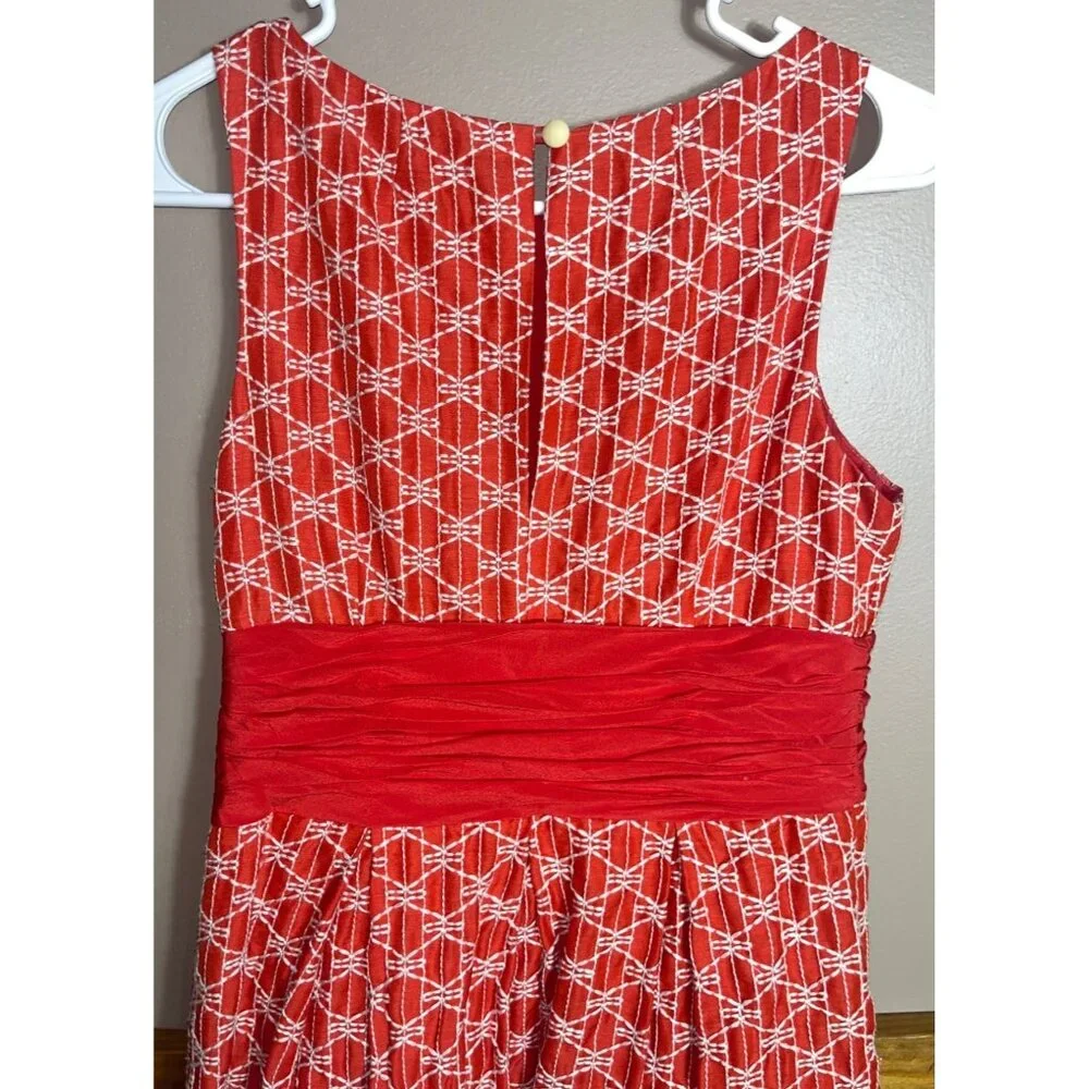 Frock Tracy Reese Dress Red Linen Silk Retro 50s PinUp Feminine Fun Womens 6 - Picture 14 of 14
